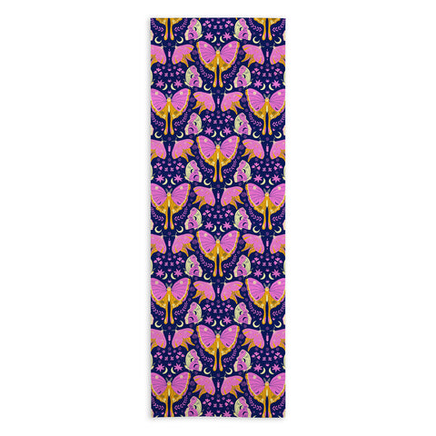 Gabriela Simon Purple Violet Luna Moths Yoga Towel