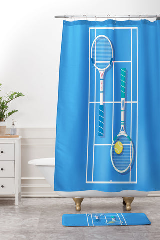 Gabriela Simon Tennis Retro Shower Curtain And Mat