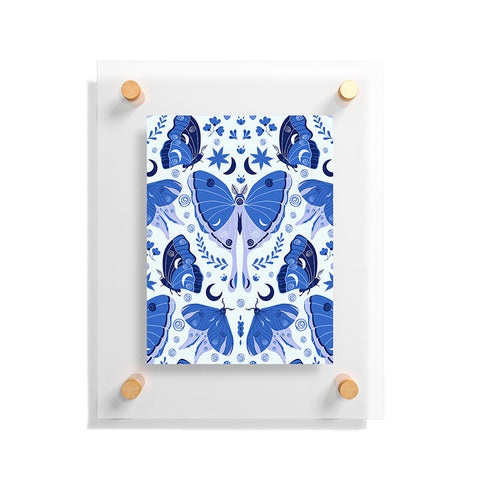 Gabriela Simon Vintage Blue Moths Floating Acrylic Print