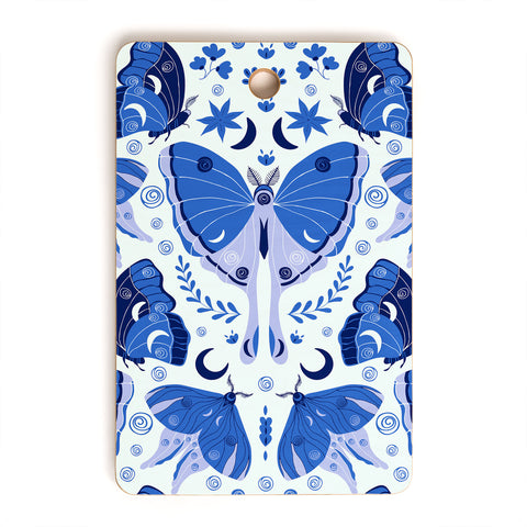 Gabriela Simon Vintage Blue Moths Cutting Board Rectangle