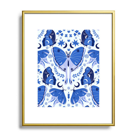 Gabriela Simon Vintage Blue Moths Metal Framed Art Print
