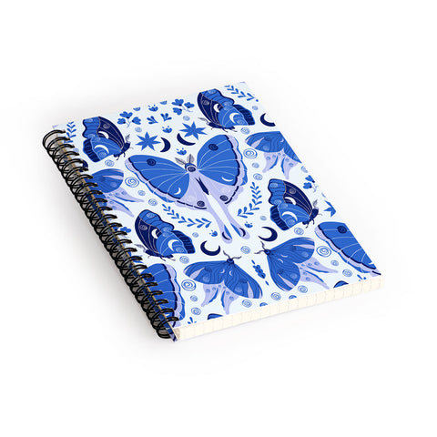 Gabriela Simon Vintage Blue Moths Spiral Notebook