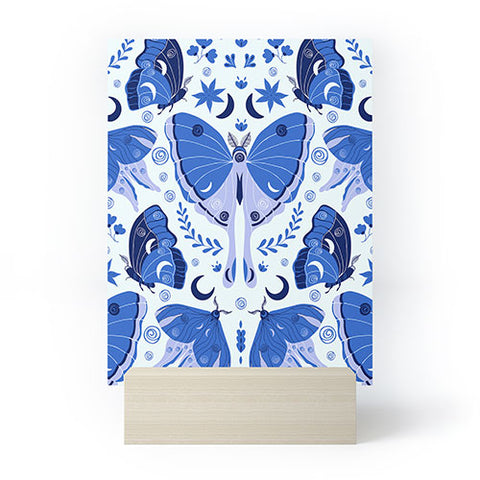 Gabriela Simon Vintage Blue Moths Mini Art Print