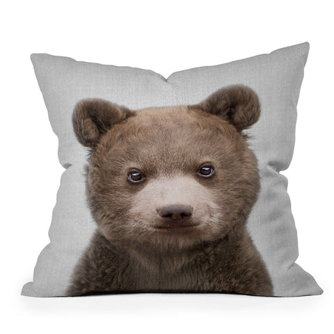 Gal Design Baby Bear Colorful Outdoor Throw Pillow