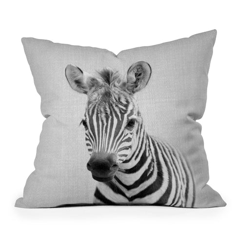 Gal Design Baby Zebra Black White Outdoor Throw Pillow