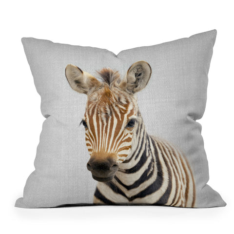 Gal Design Baby Zebra Colorful Outdoor Throw Pillow