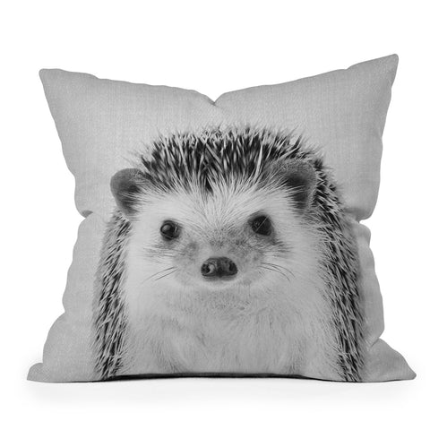 Gal Design Hedgehog Black White Outdoor Throw Pillow