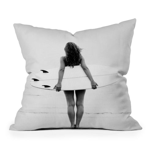 Gal Design Surf Girl Outdoor Throw Pillow