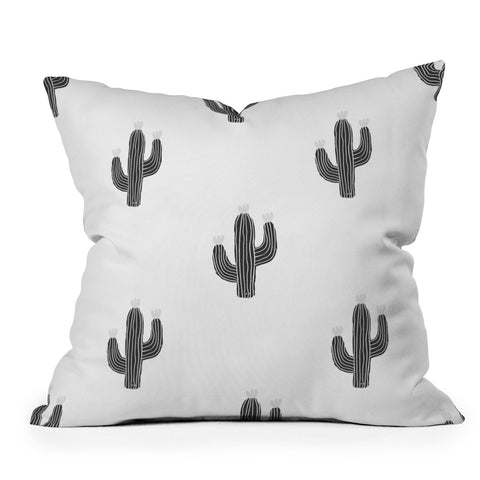 Gale Switzer Cactus Bloom bw Outdoor Throw Pillow