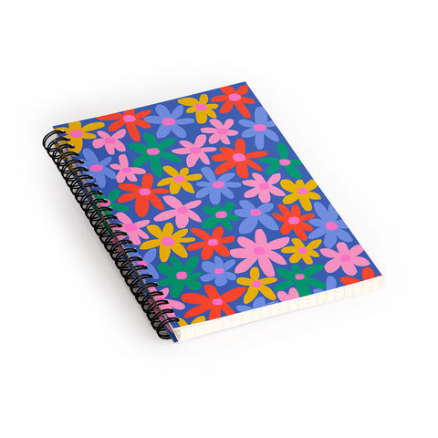 Gale Switzer Joyful Flowers blue Spiral Notebook
