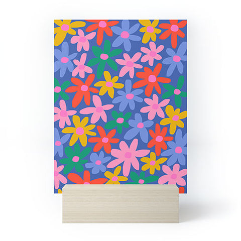 Gale Switzer Joyful Flowers blue Mini Art Print