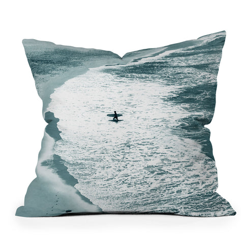 Gale Switzer Lone surfer slate Outdoor Throw Pillow