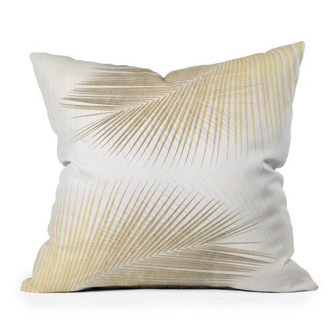 Gale Switzer Palm Leaf Synchronicity gold Outdoor Throw Pillow