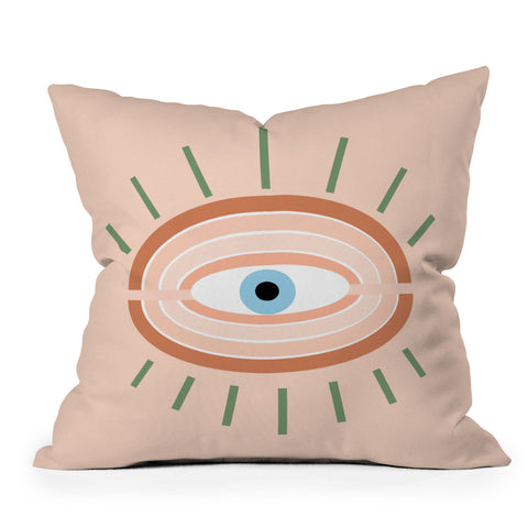 Gale Switzer Retro Evil Eye neutrals Outdoor Throw Pillow