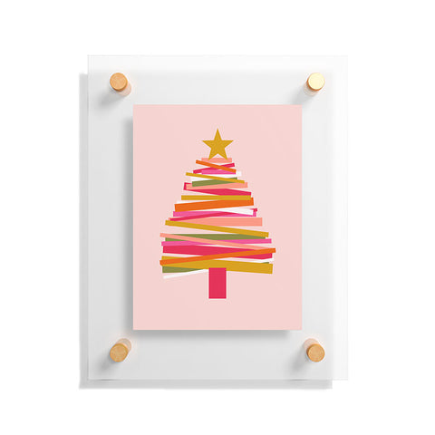 Gale Switzer Ribbon Christmas Tree candy Floating Acrylic Print