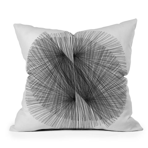 GalleryJ9 Black and White Mid Century Modern Radiating Lines Geometric Abstract Outdoor Throw Pillow