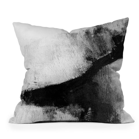 GalleryJ9 Black and White Textured Abstract Painting Delve 2 Outdoor Throw Pillow