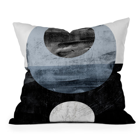 GalleryJ9 Circles Black and White Geometric Mid Century Modern Abstract Outdoor Throw Pillow