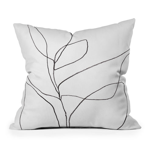 GalleryJ9 Minimalist Line Art Plant Drawing Outdoor Throw Pillow