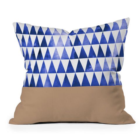 Georgiana Paraschiv Blue Triangles and Nude Throw Pillow