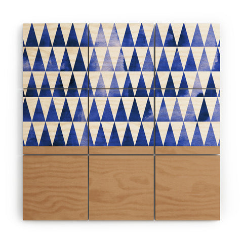 Georgiana Paraschiv Blue Triangles and Nude Wood Wall Mural