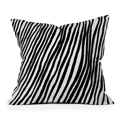 Georgiana Paraschiv Diagonal Stripes Black Outdoor Throw Pillow
