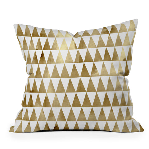 Georgiana Paraschiv Triangle Pattern Gold Outdoor Throw Pillow