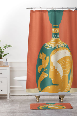 Gigi Rosado Ancient vase Shower Curtain And Mat