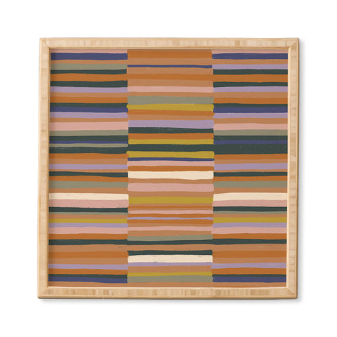 Gigi Rosado Brown striped pattern Framed Wall Art