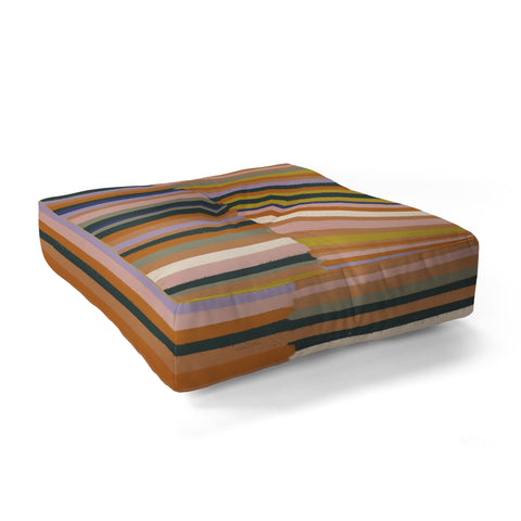 Gigi Rosado Brown striped pattern Floor Pillow Square