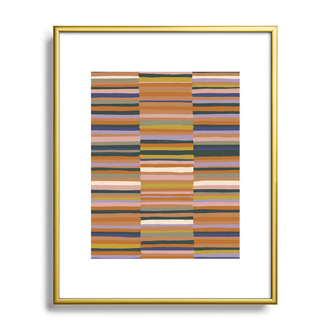 Gigi Rosado Brown striped pattern Metal Framed Art Print