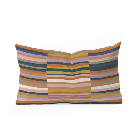Gigi Rosado Brown striped pattern Oblong Throw Pillow