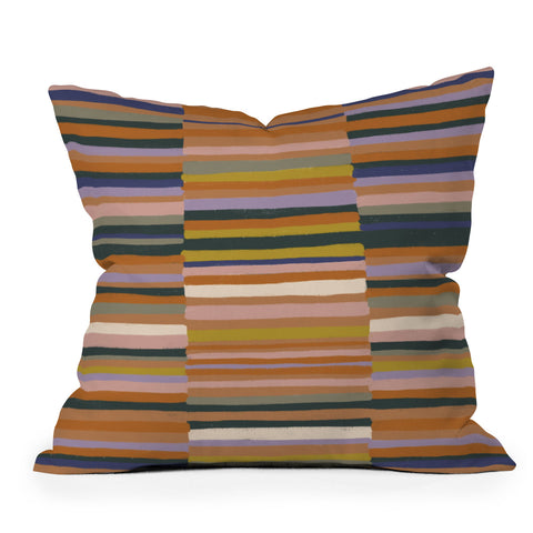 Gigi Rosado Brown striped pattern Outdoor Throw Pillow
