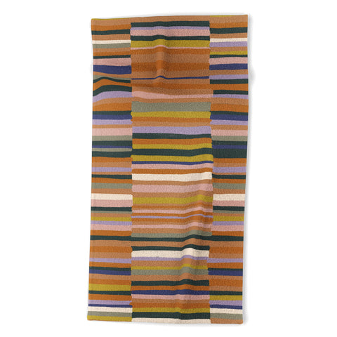 Gigi Rosado Brown striped pattern Beach Towel
