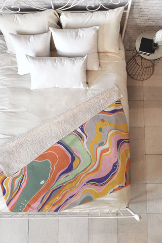 Gigi Rosado Retro marble 1 Fleece Throw Blanket