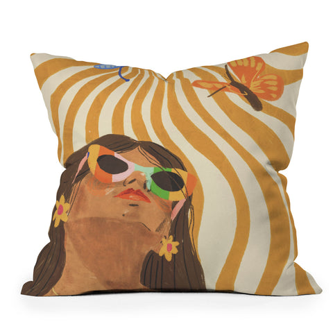 Gigi Rosado Sun woman Outdoor Throw Pillow