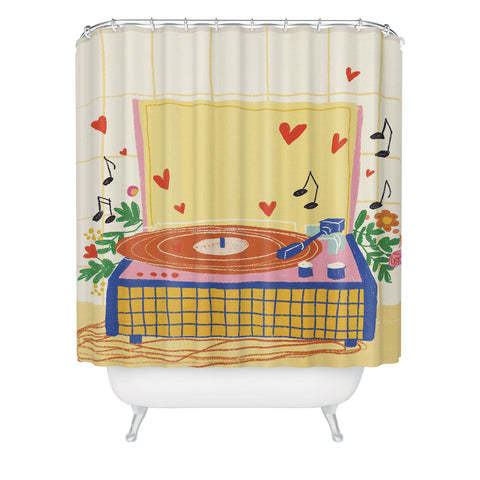 Gigi Rosado Vinyl love Shower Curtain