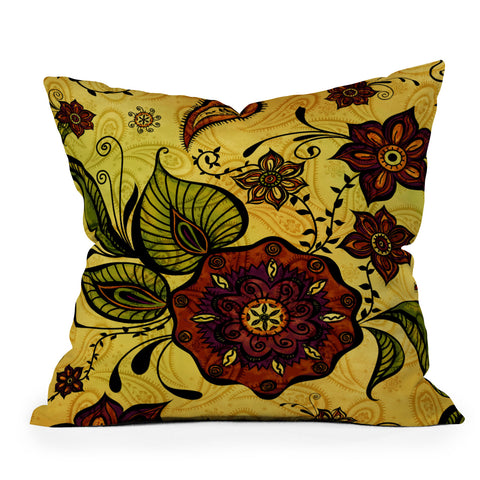 Gina Rivas Design Henna Floral Outdoor Throw Pillow