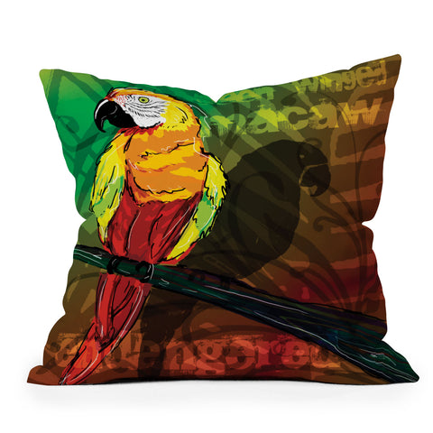 Gina Rivas Design Parrot Outdoor Throw Pillow