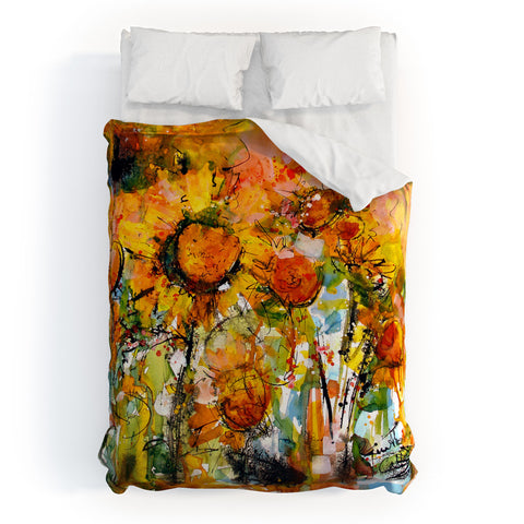 Ginette Fine Art Abstract Sunflowers Duvet Cover