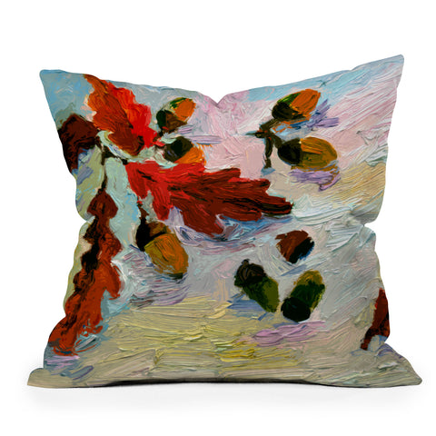 Ginette Fine Art Acorns In The Snow Outdoor Throw Pillow