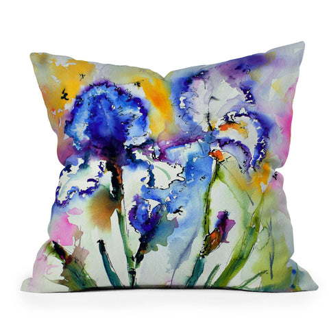 Ginette Fine Art Bearded Irises Outdoor Throw Pillow