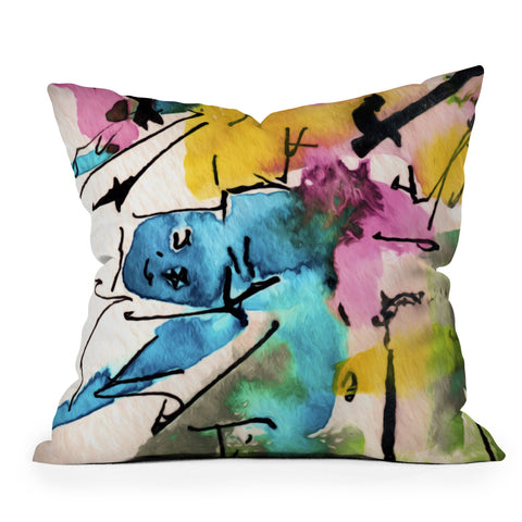 Ginette Fine Art Blue Man Abstract Expressive Outdoor Throw Pillow