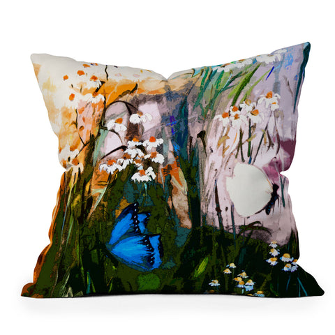 Ginette Fine Art Butterflies In Chamomile 3 Outdoor Throw Pillow