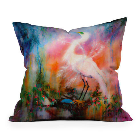 Ginette Fine Art Egret Dreams Outdoor Throw Pillow