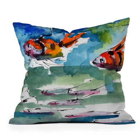 Ginette Fine Art Fish Parade Outdoor Throw Pillow