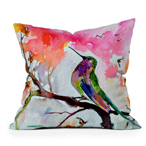 Ginette Fine Art Hummingbird In Spring Outdoor Throw Pillow
