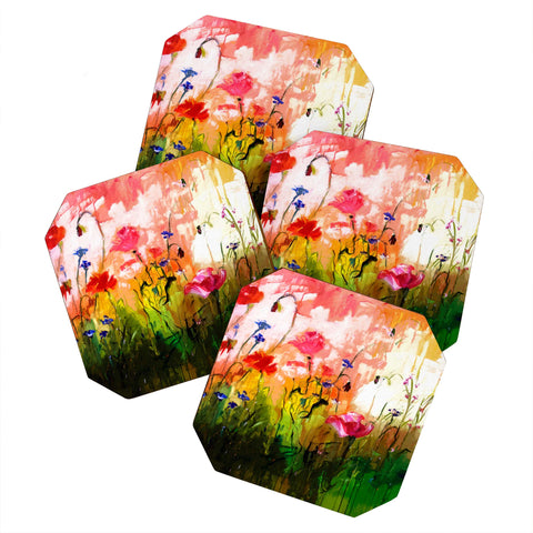Ginette Fine Art Jardin Rose Coaster Set
