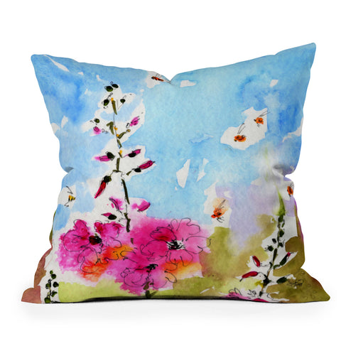 Ginette Fine Art Pink Lavatera 3 Outdoor Throw Pillow