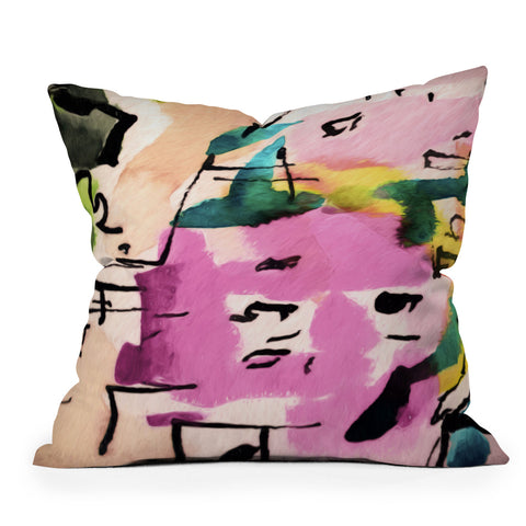 Ginette Fine Art Pink Twink Abstract Outdoor Throw Pillow